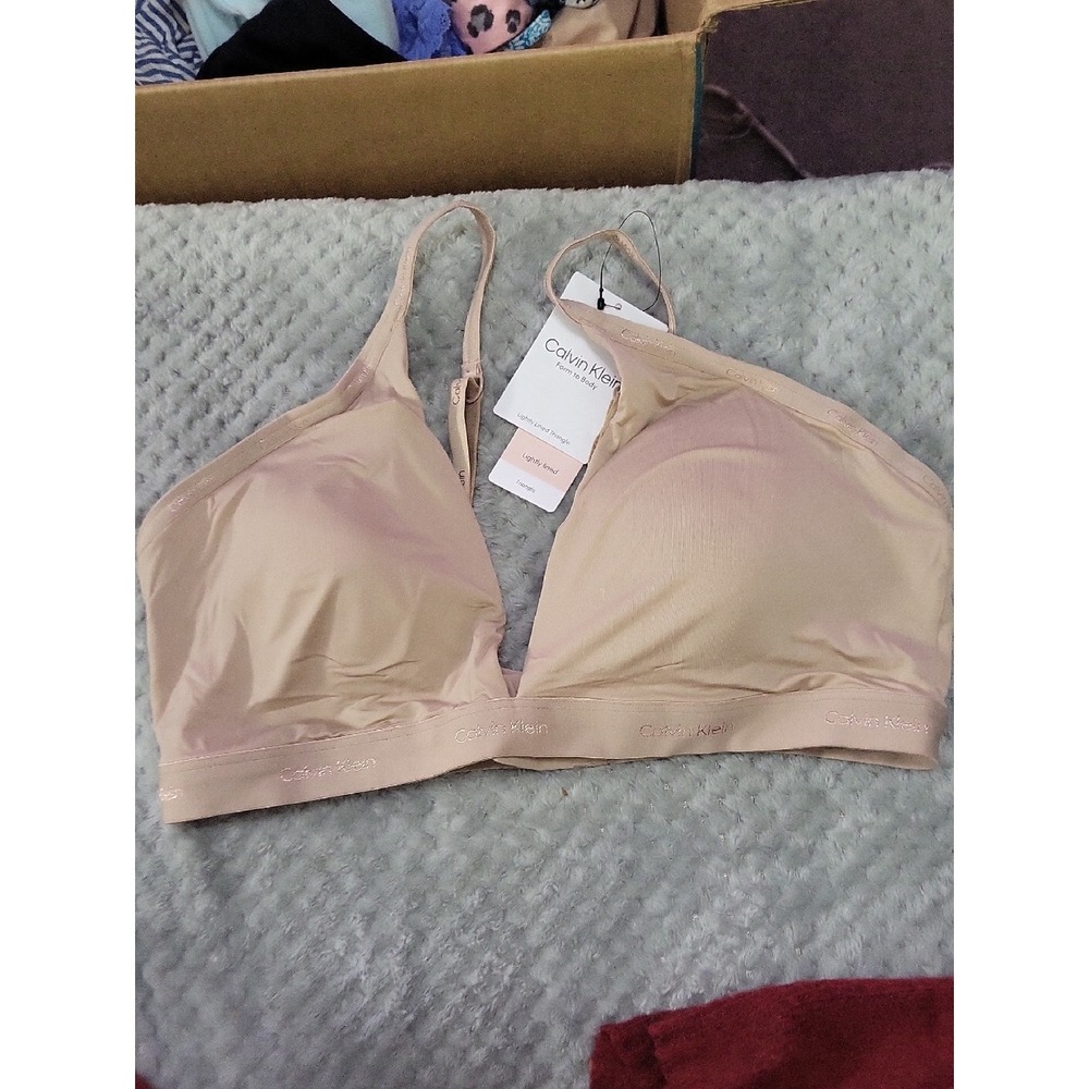 Nwt Calvin Klein Light Nude Wireless Triangle‎ Bralette XL